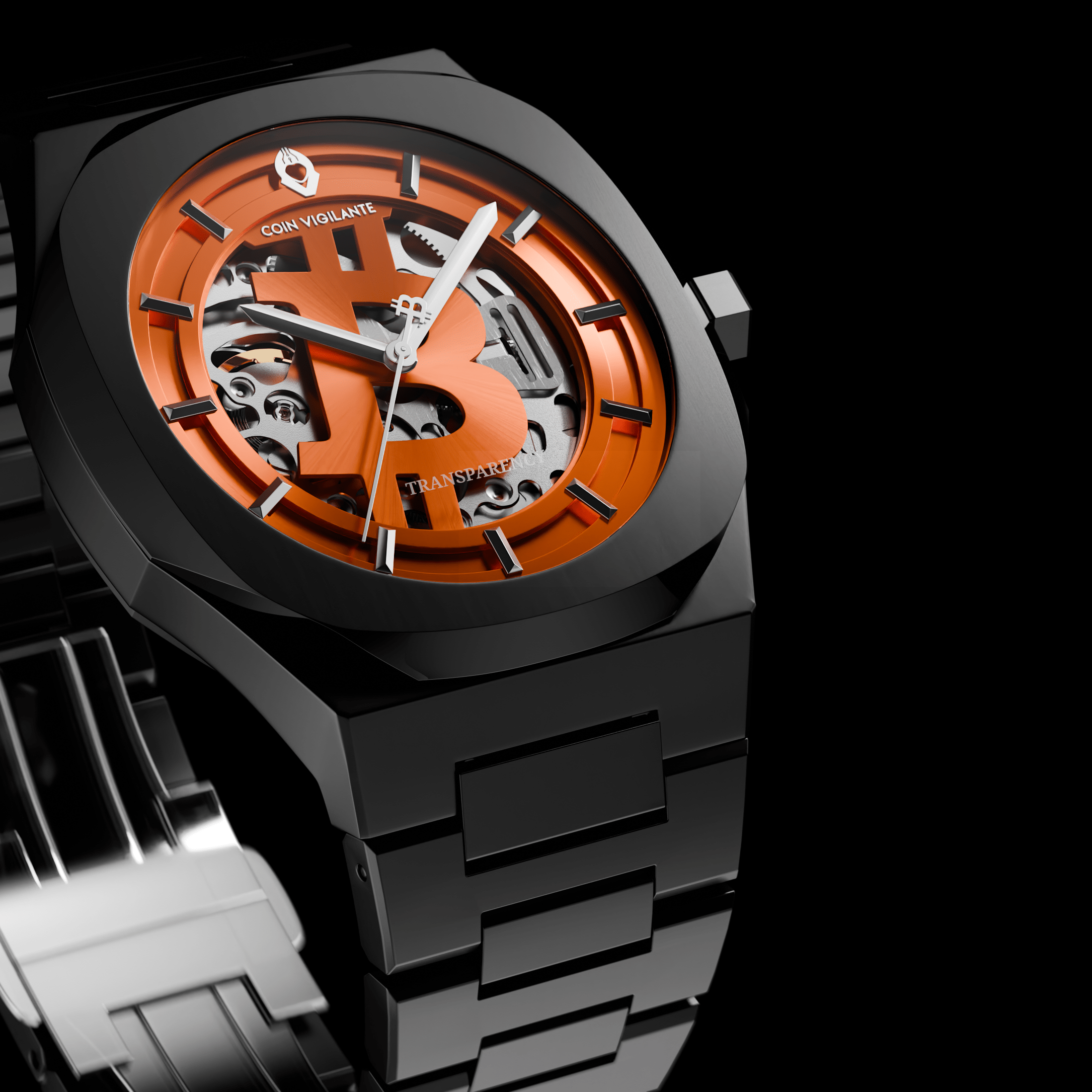 NEW: Bitcoin Transparency Edition Watch - Black x Orange Dial - Coin Vigilante