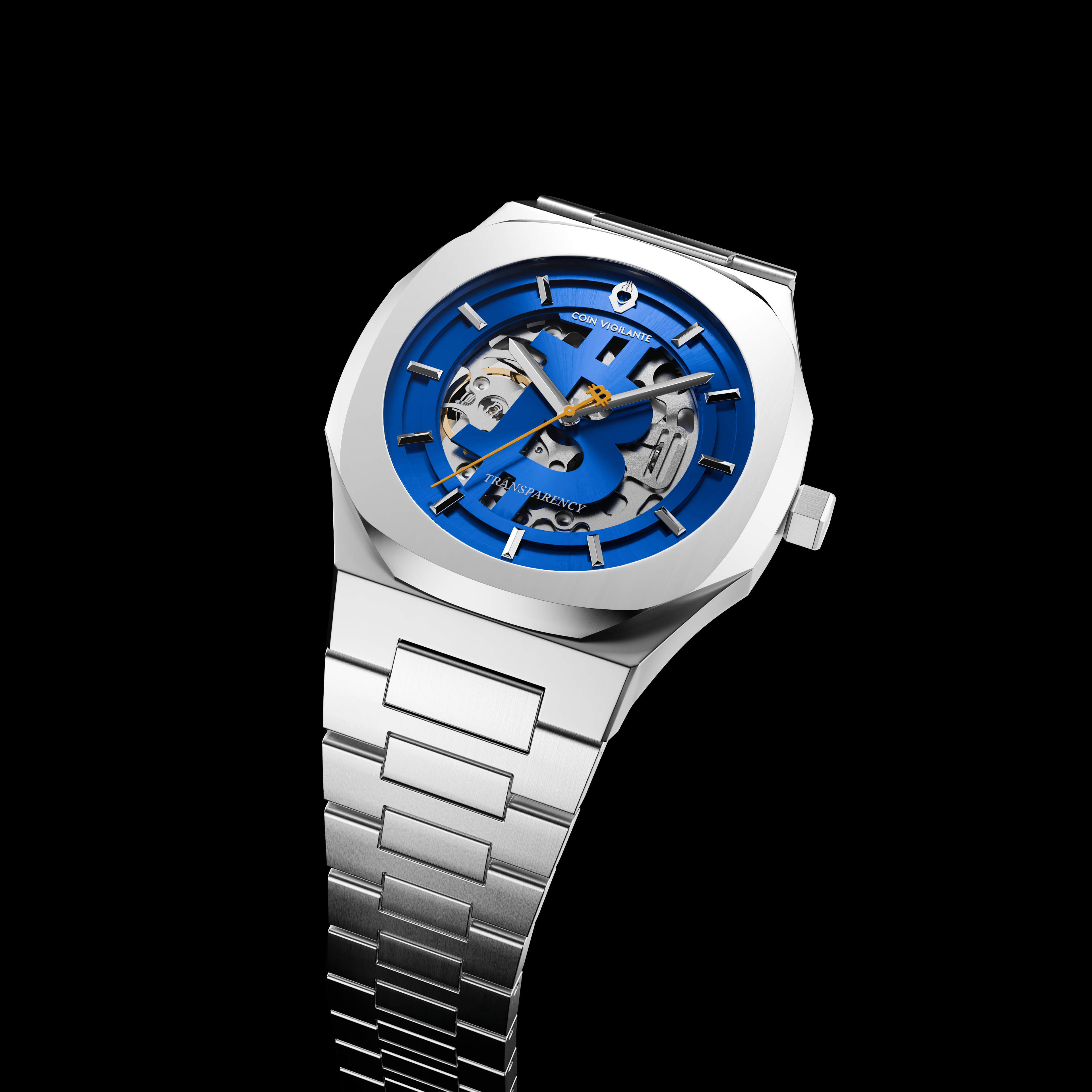 NEW: Bitcoin Transparency Edition Watch - Silver x Blue Dial - Coin Vigilante
