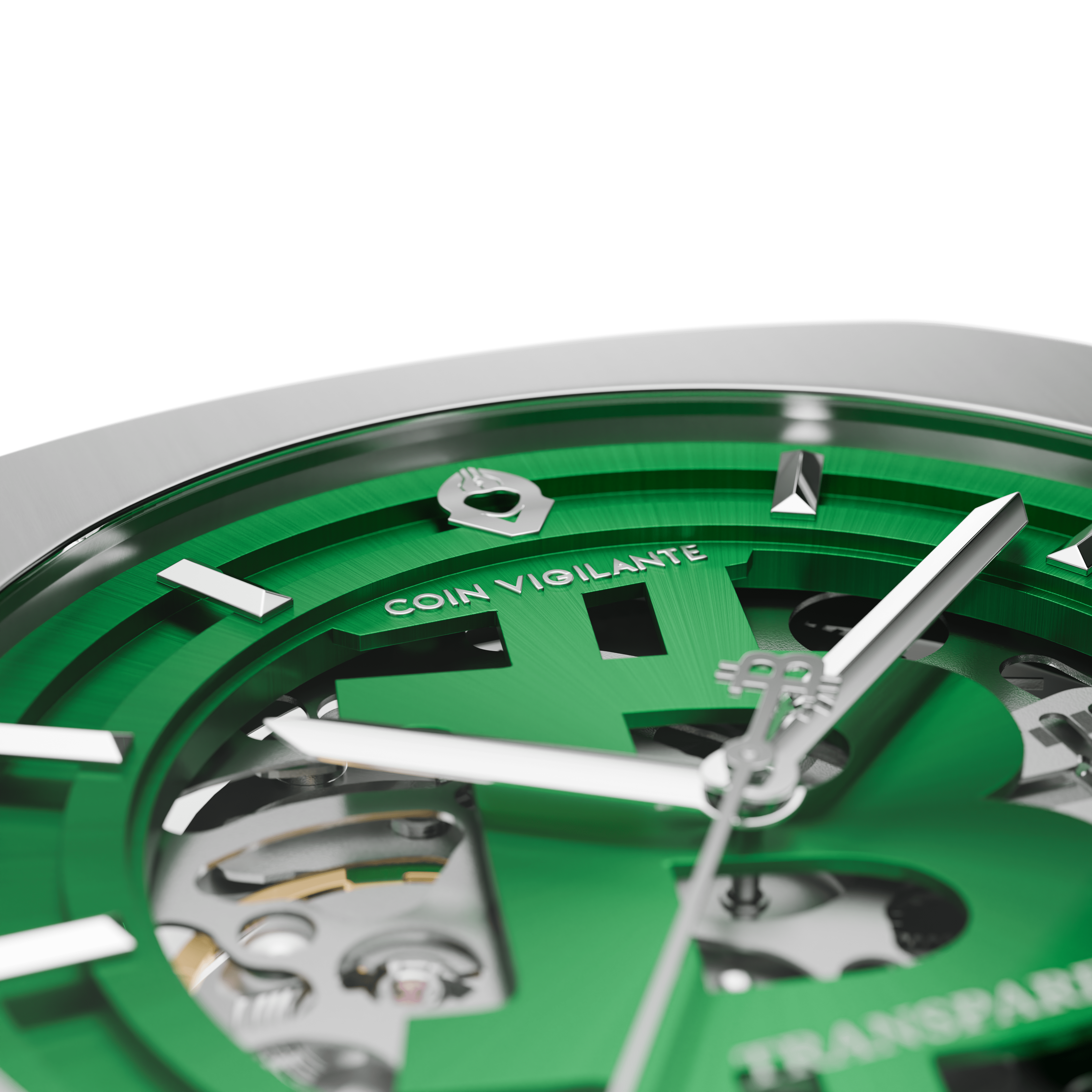 NEW: Bitcoin Transparency Edition Watch - Silver x Green Dial - Coin Vigilante