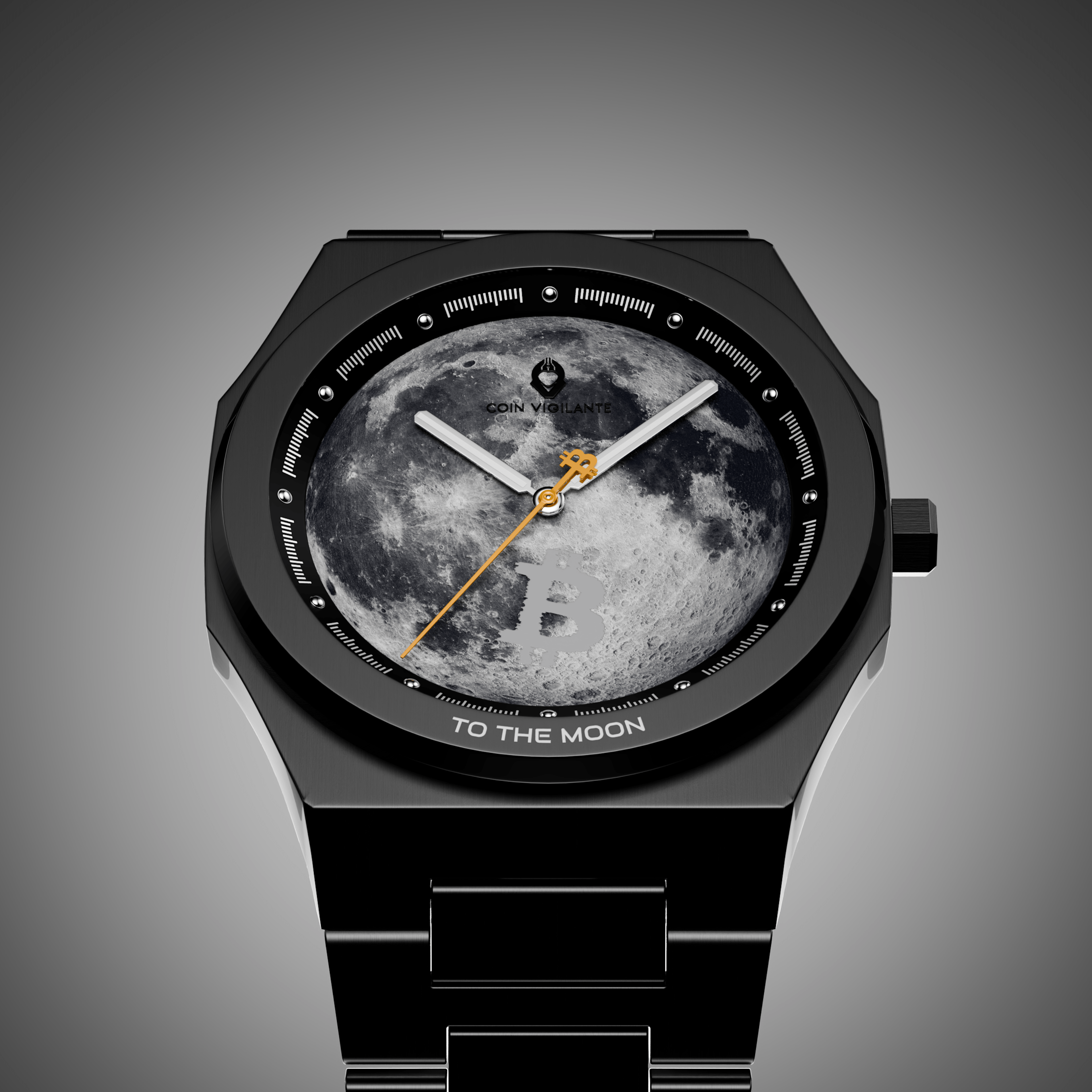 To The Moon - $100K Edition Bitcoin Watch (Black) - Coin Vigilante