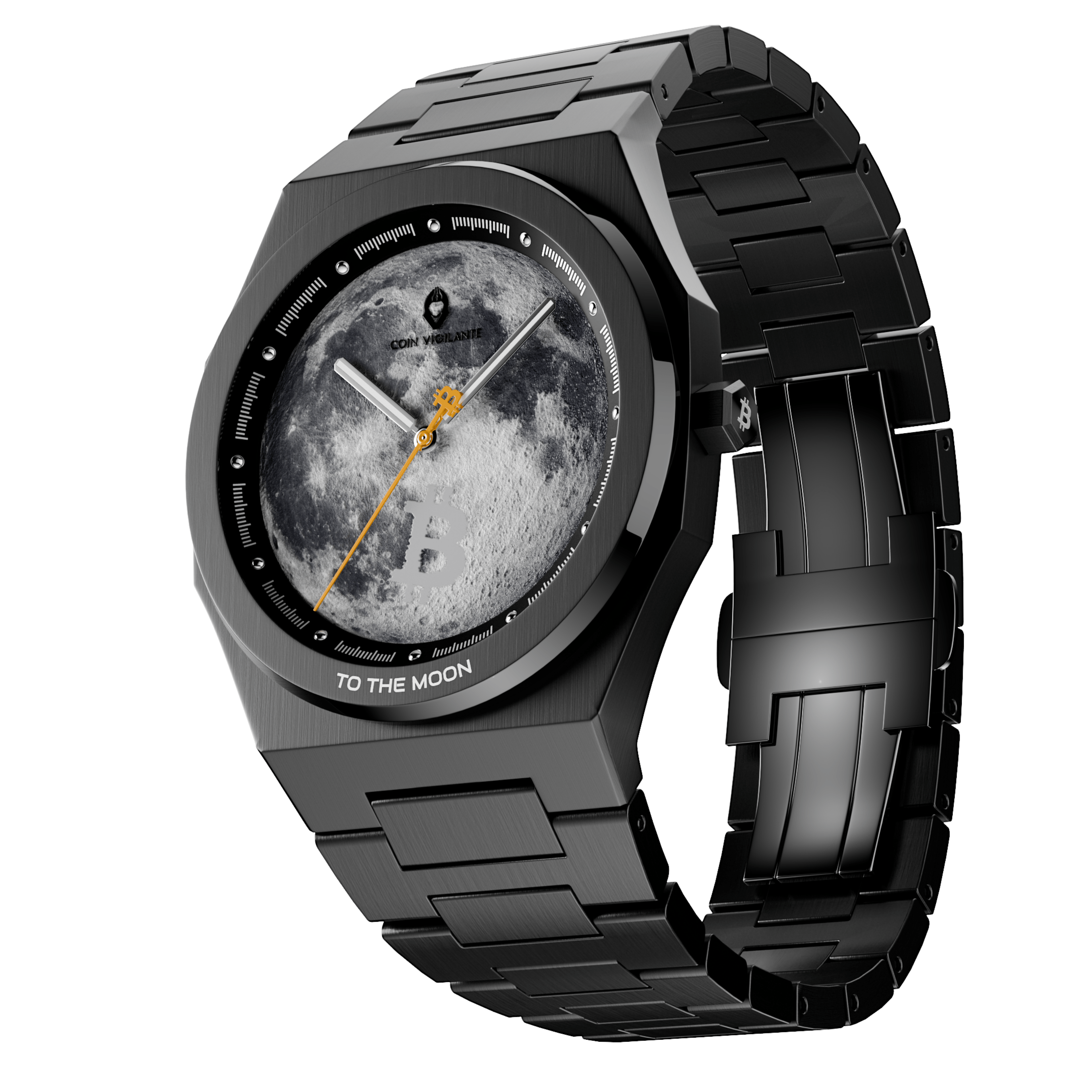To The Moon - $100K Edition Bitcoin Watch (Black) - Coin Vigilante