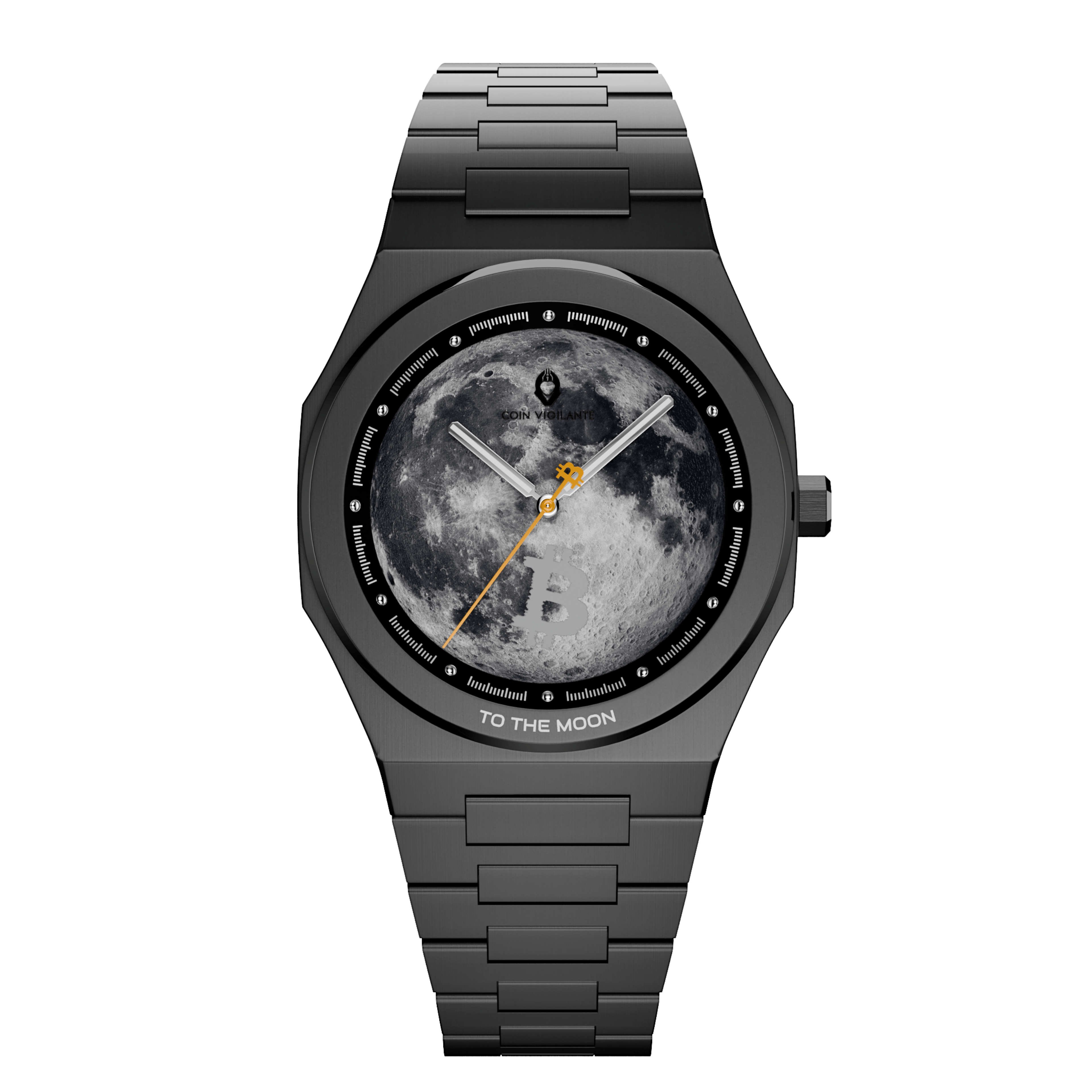 To The Moon - $100K Edition Bitcoin Watch (Black) - Coin Vigilante