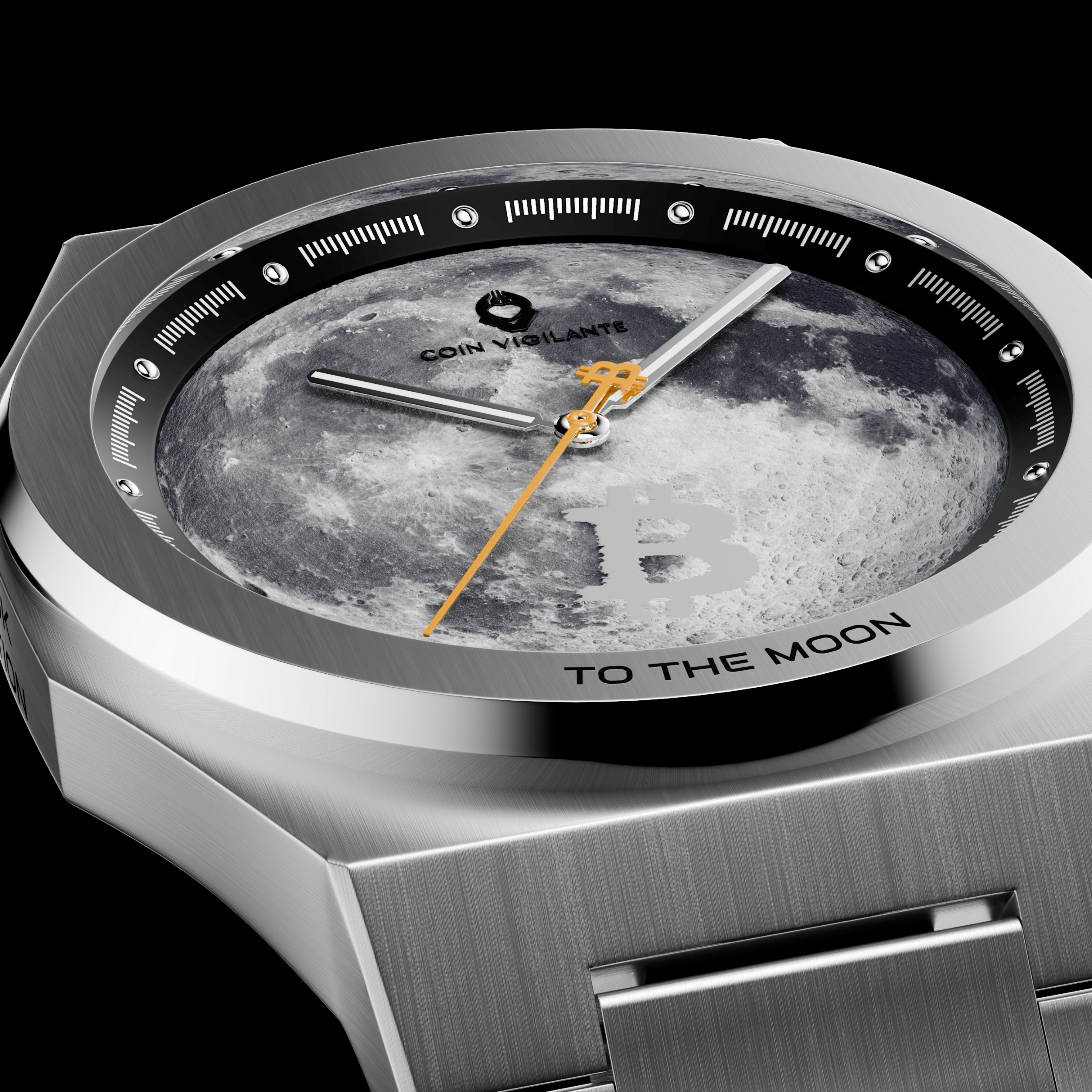 To The Moon - $100K Edition Bitcoin Watch (Silver) - Coin Vigilante