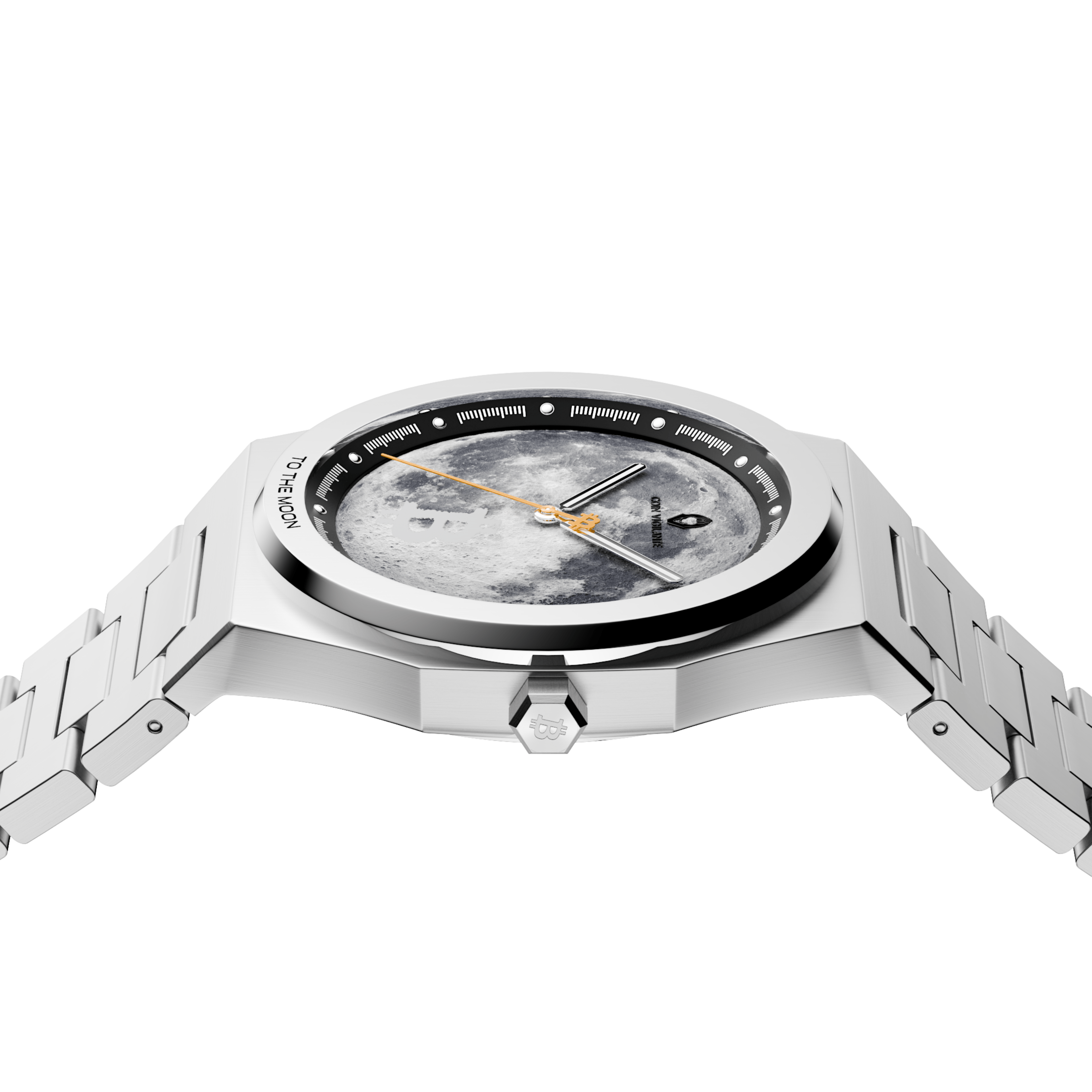 To The Moon - $100K Edition Bitcoin Watch (Silver) - Coin Vigilante