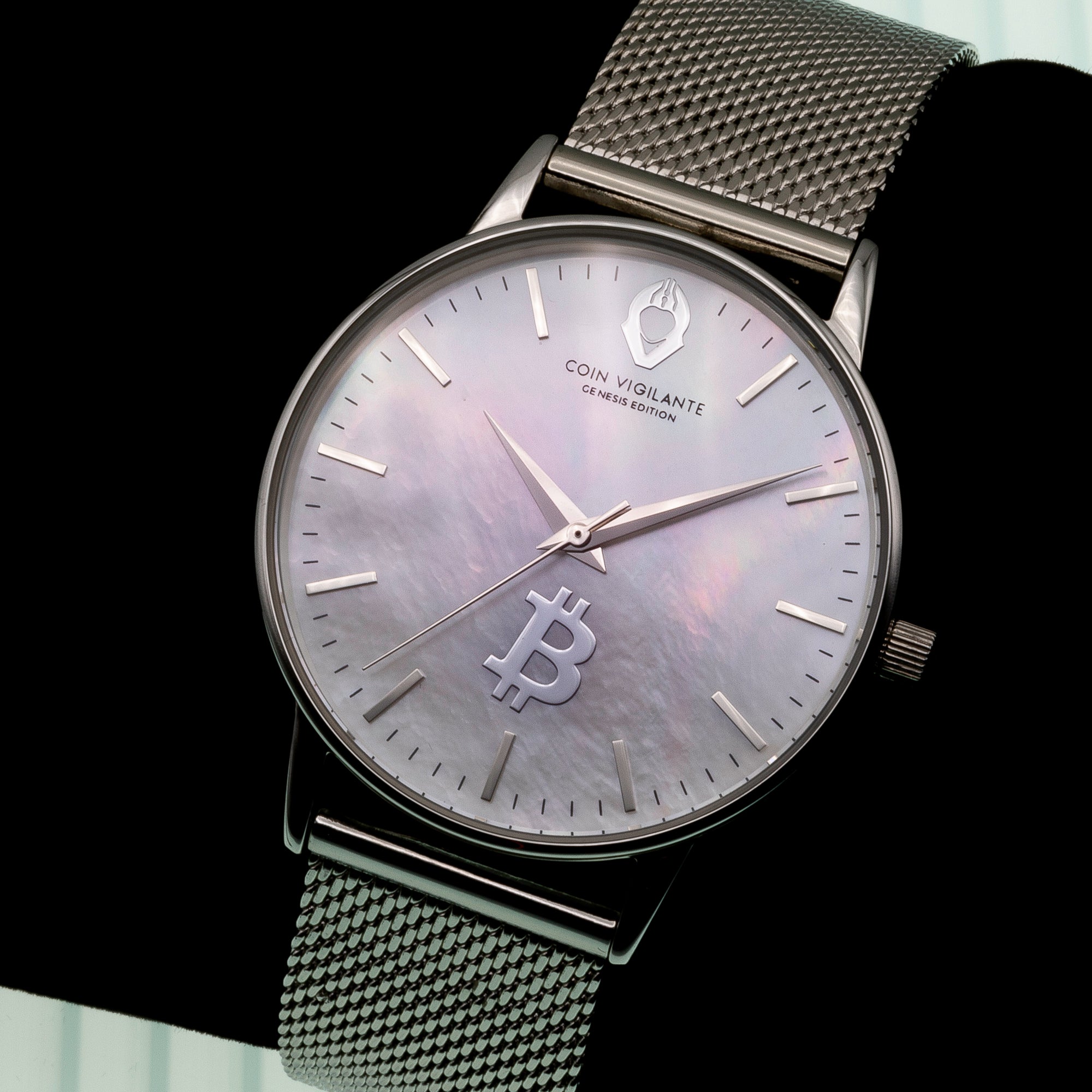 Silver Bitcoin Watch for Women with NFT