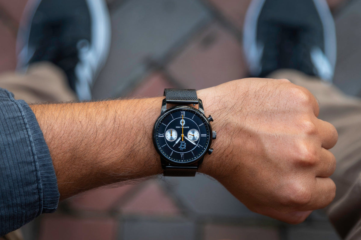 Coin Vigilante Stainless Steel Mesh Watch Band - Black - Coin Vigilante