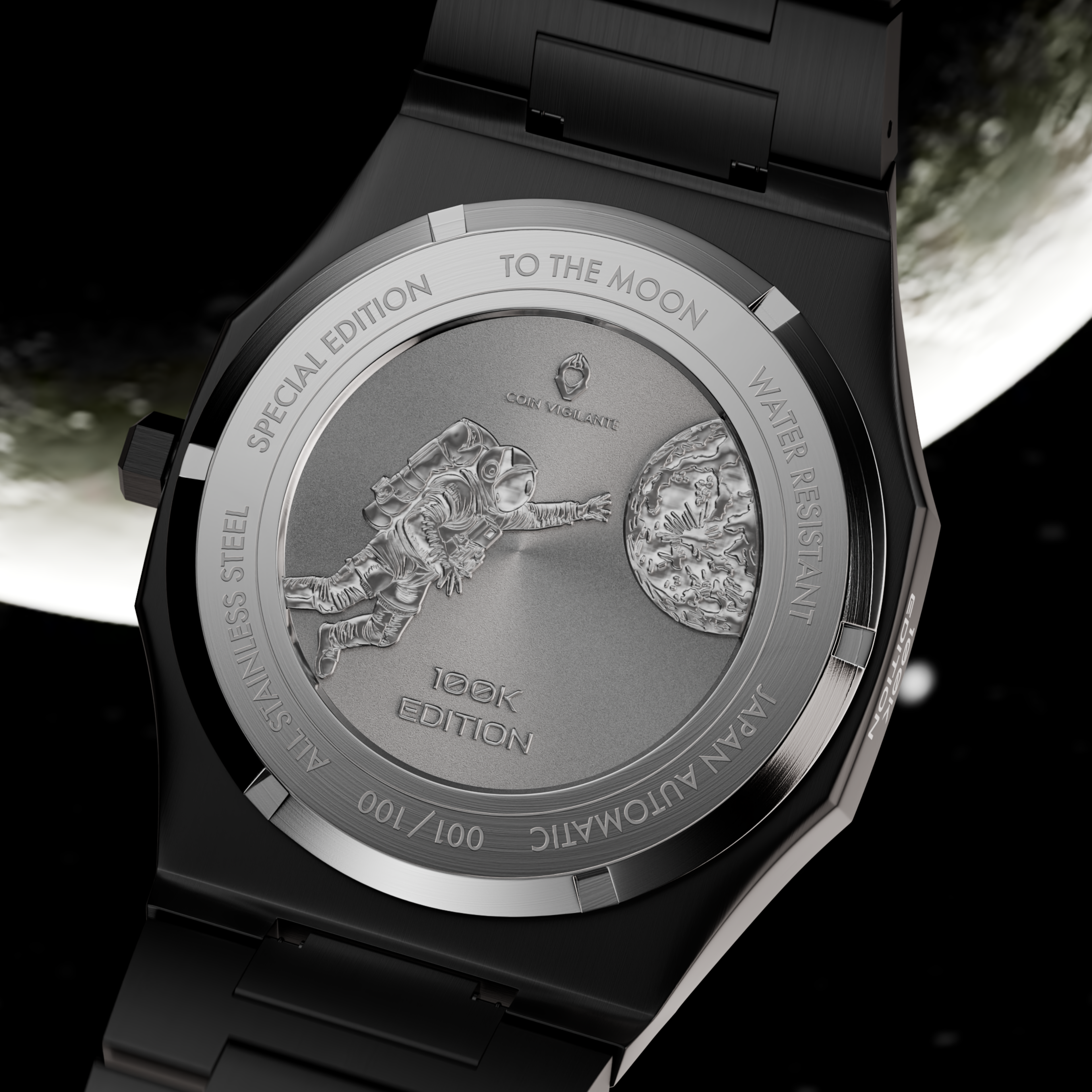 To The Moon - $100K Edition Bitcoin Watch (Black)