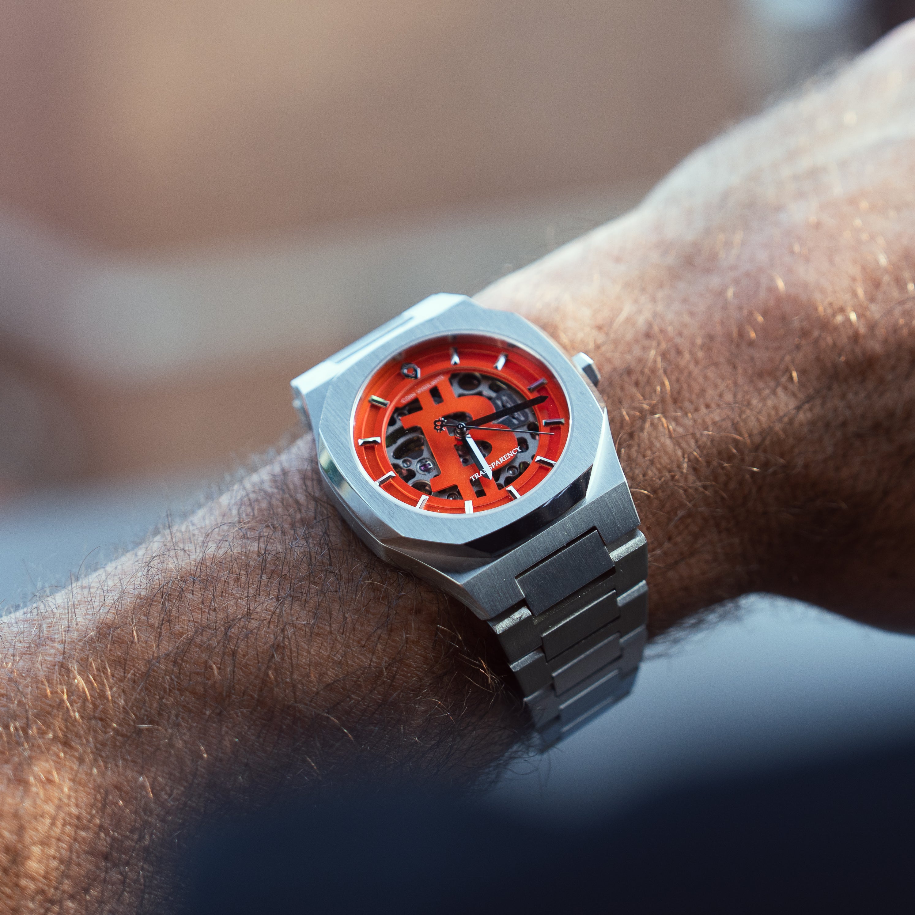 Bitcoin Transparency Edition Watch - Silver x Orange Dial