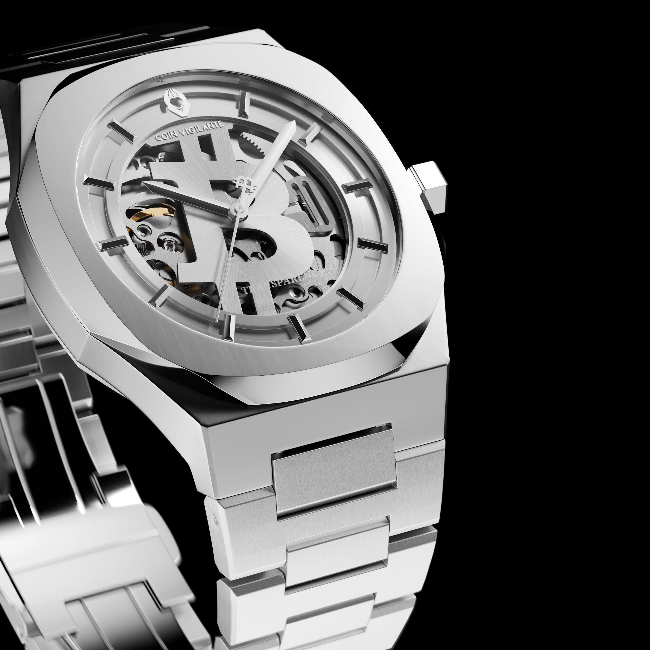 Bitcoin Transparency Edition Watch - Silver x White Dial - Coin Vigilante