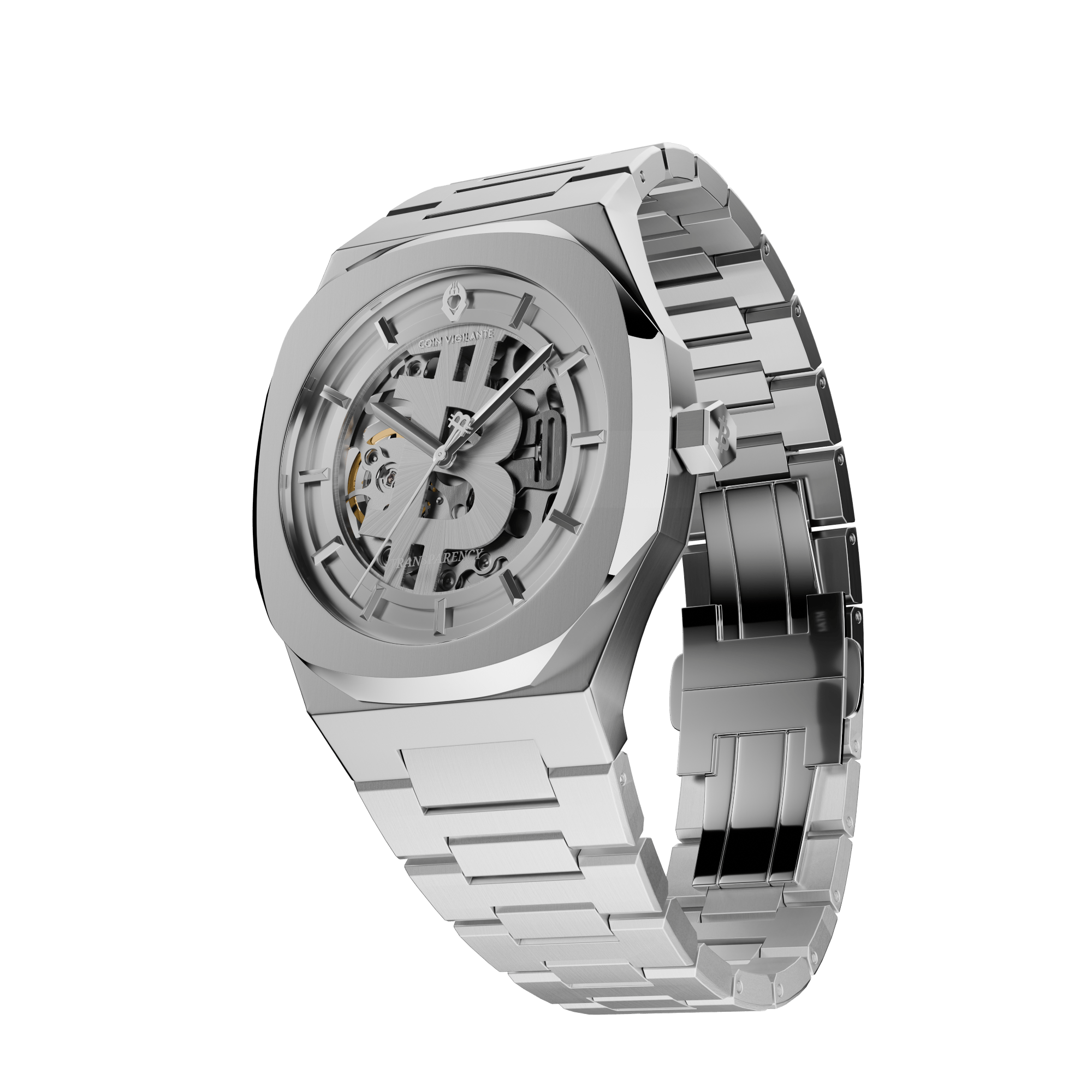 Bitcoin Transparency Edition Watch - Silver x White Dial - Coin Vigilante