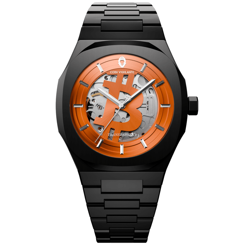NEW: Bitcoin Transparency Edition Watch - Black x Orange Dial - Coin Vigilante