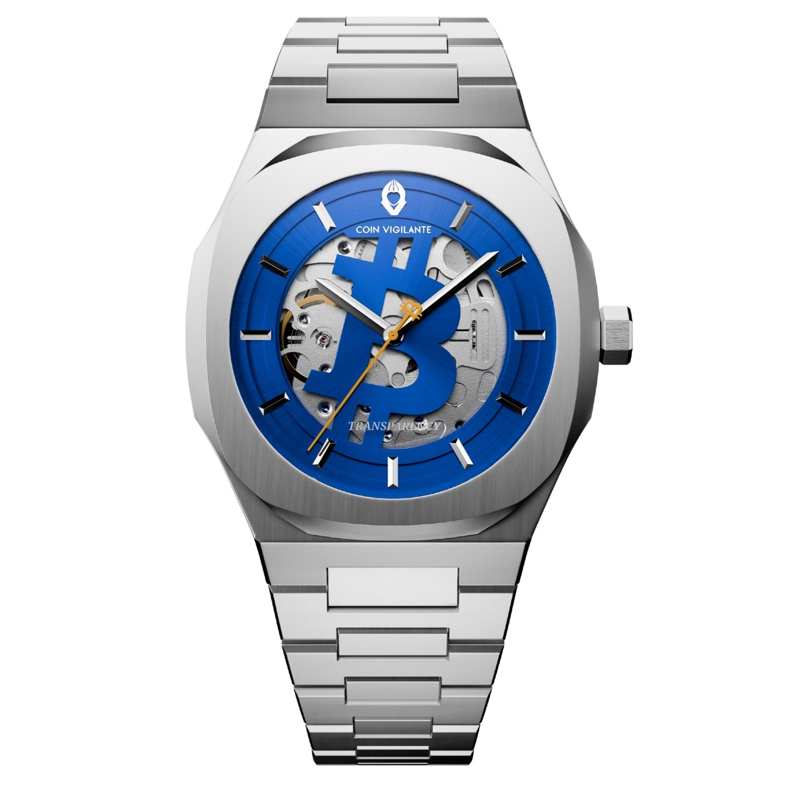 NEW: Bitcoin Transparency Edition Watch - Silver x Blue Dial - Coin Vigilante