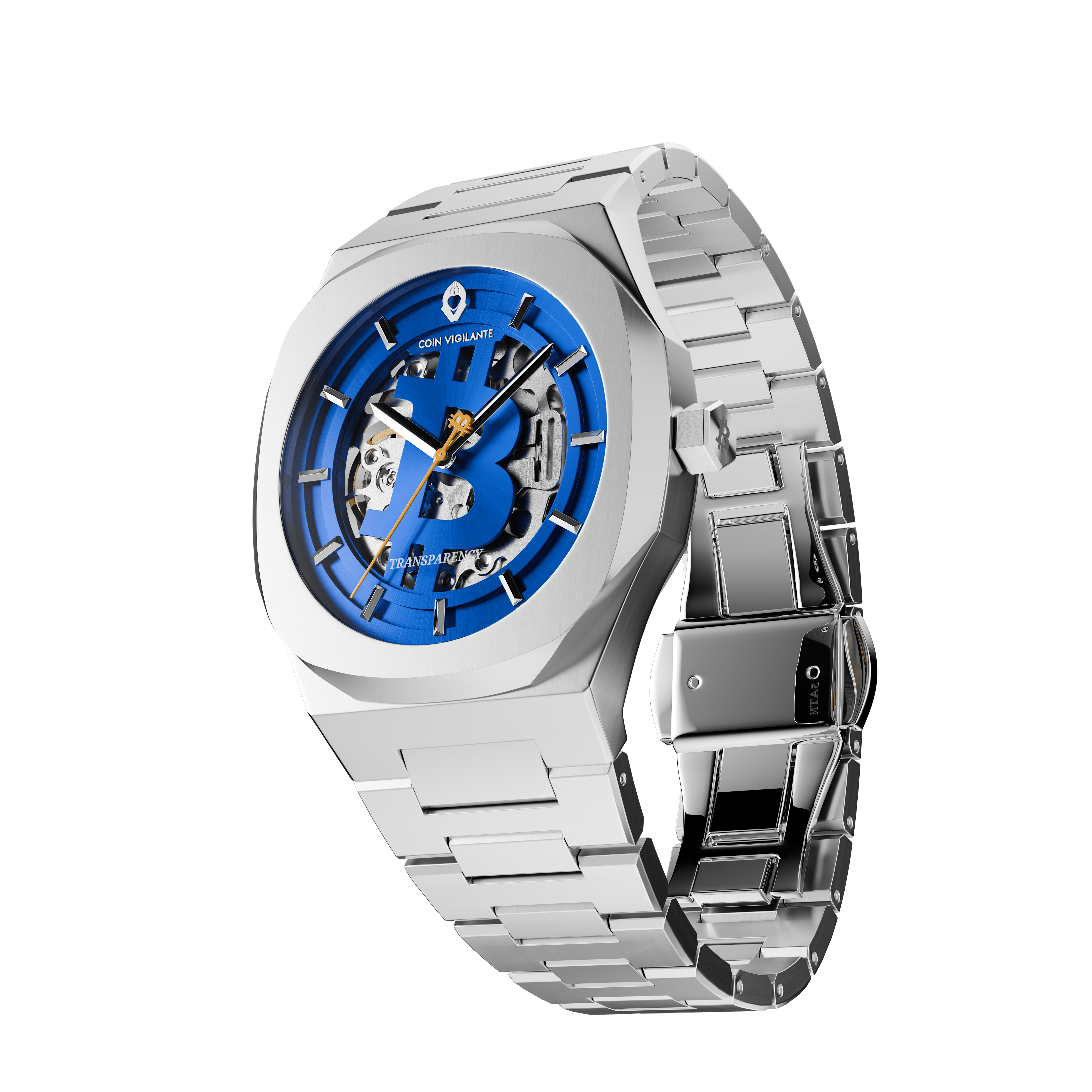 NEW: Bitcoin Transparency Edition Watch - Silver x Blue Dial - Coin Vigilante