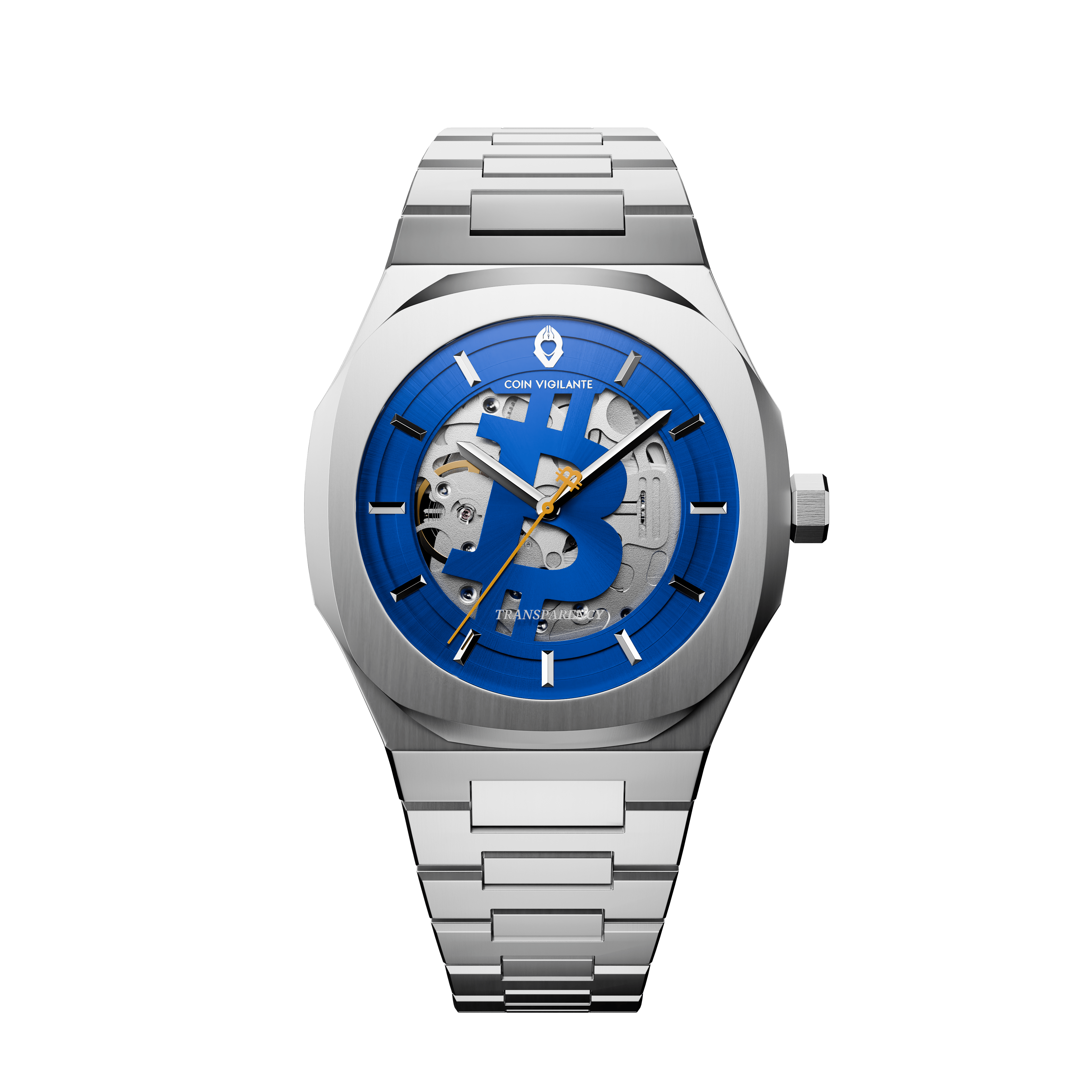 NEW: Bitcoin Transparency Edition Watch - Silver x Blue Dial - Coin Vigilante