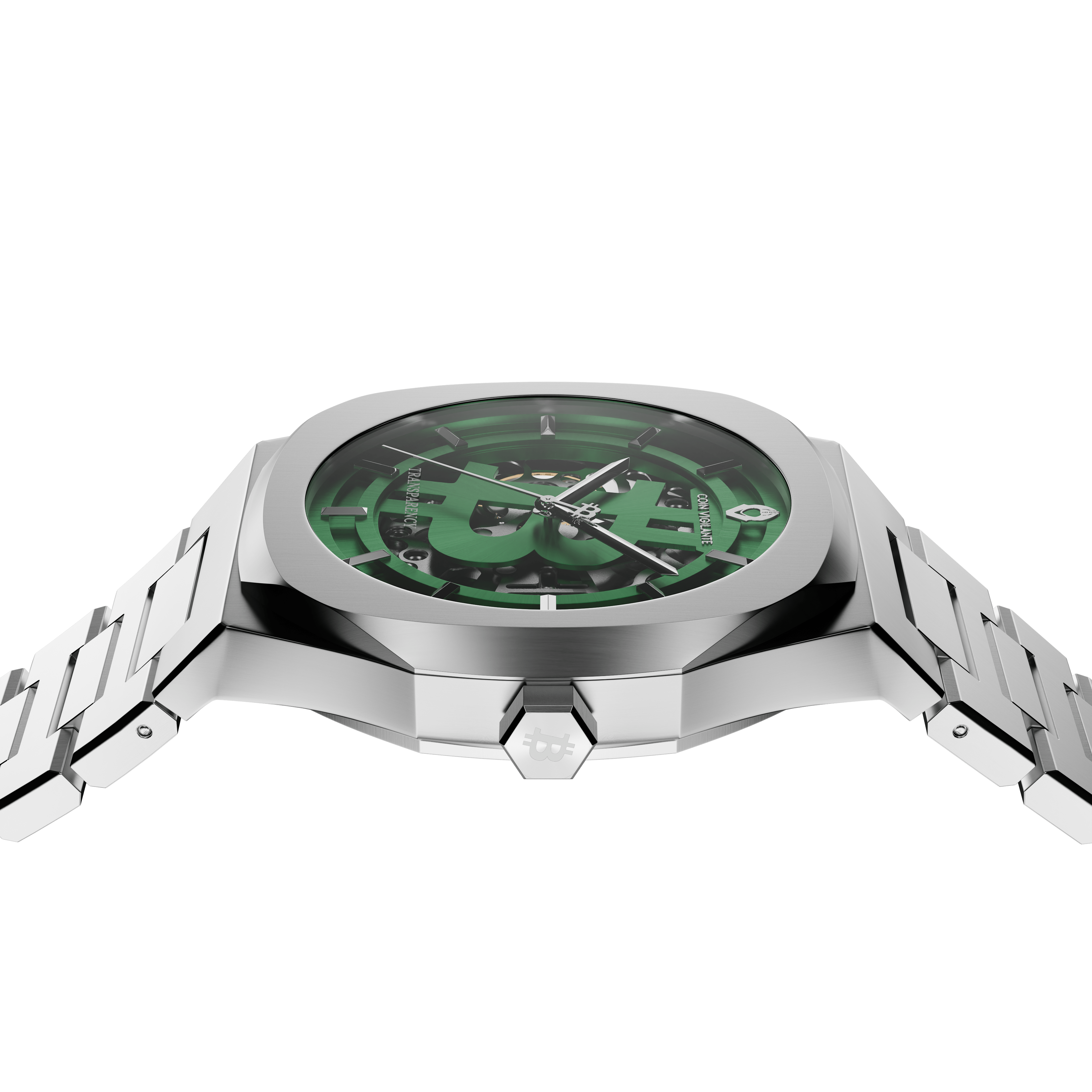 NEW: Bitcoin Transparency Edition Watch - Silver x Green Dial - Coin Vigilante