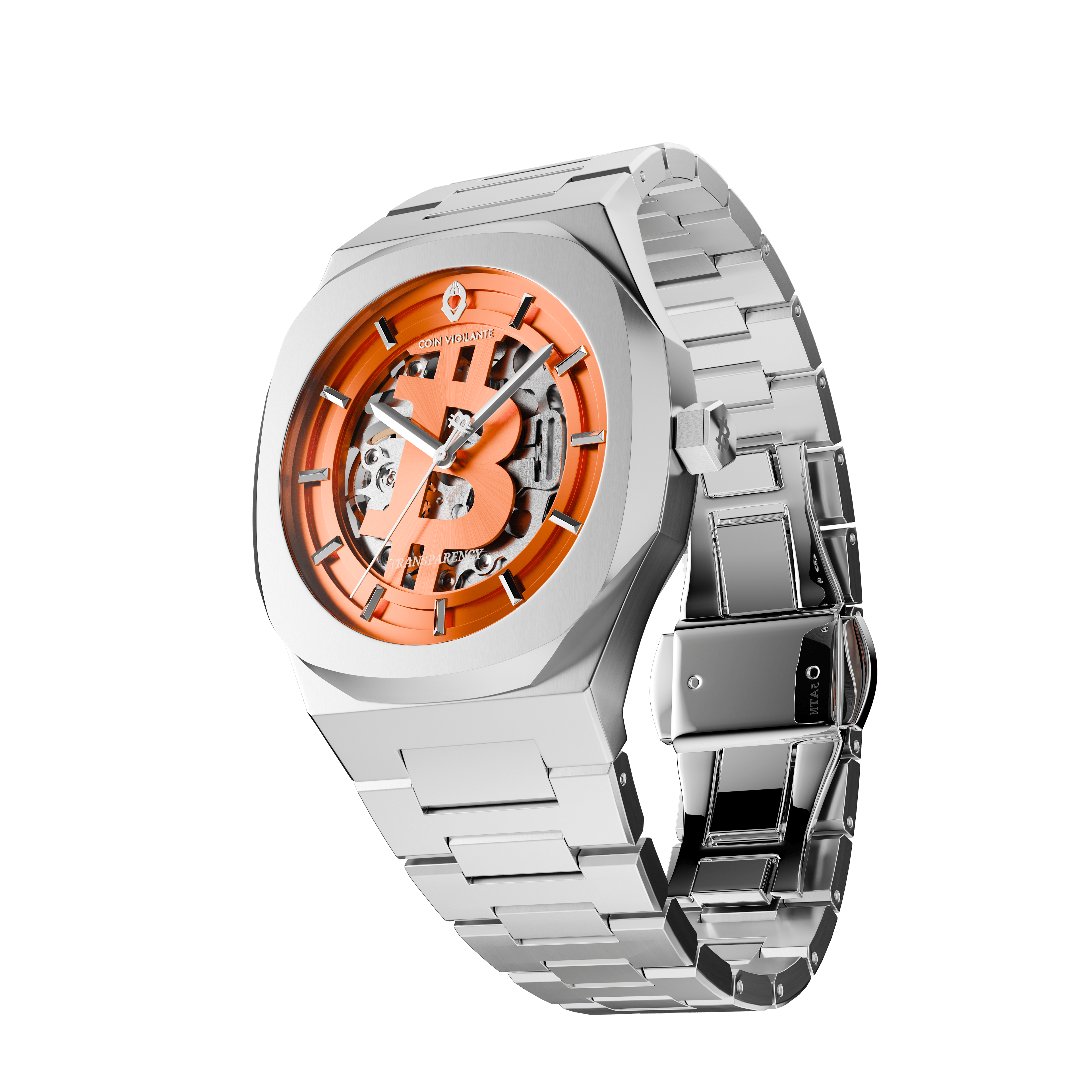 NEW: Bitcoin Transparency Edition Watch - Silver x Orange Dial - Coin Vigilante