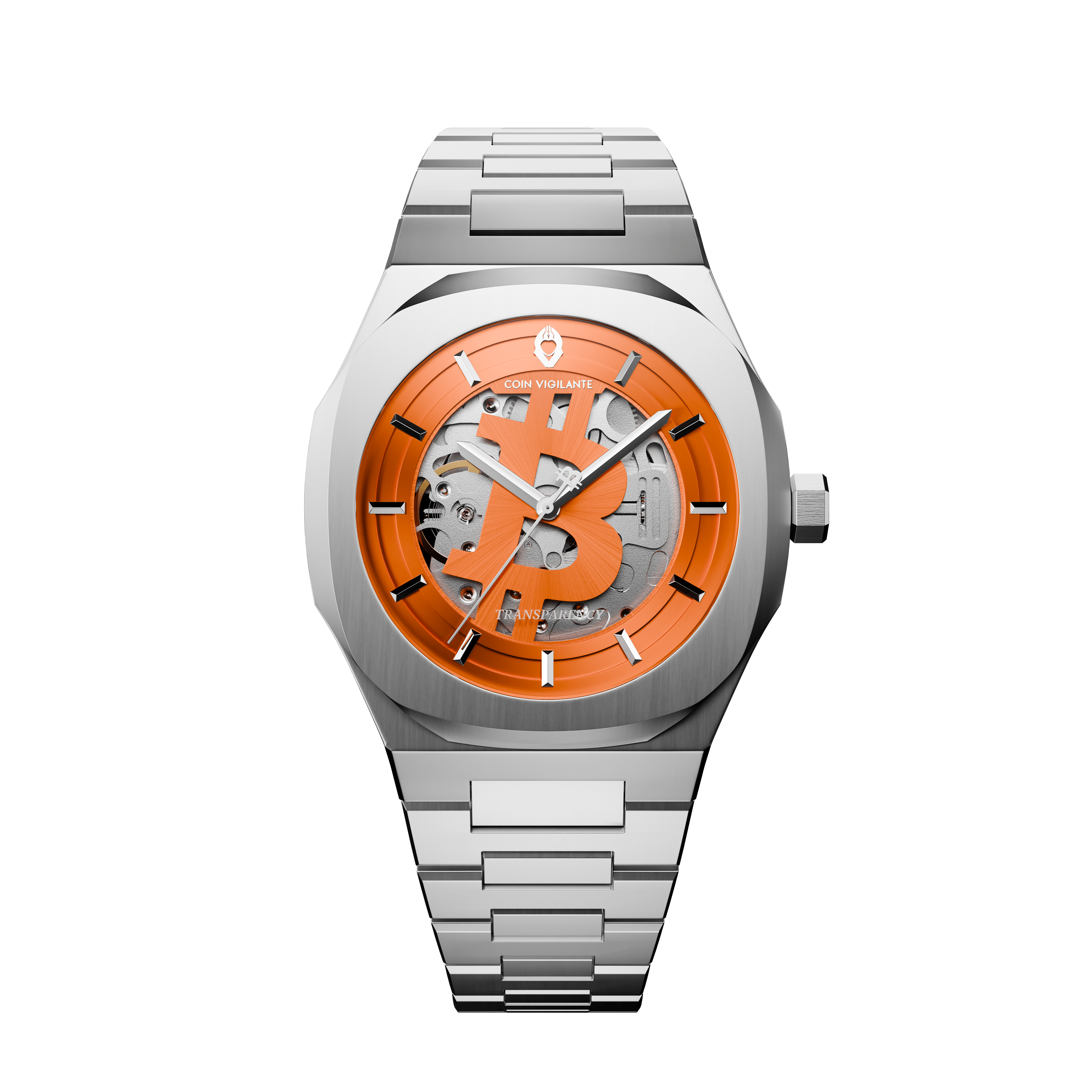 NEW: Bitcoin Transparency Edition Watch - Silver x Orange Dial - Coin Vigilante
