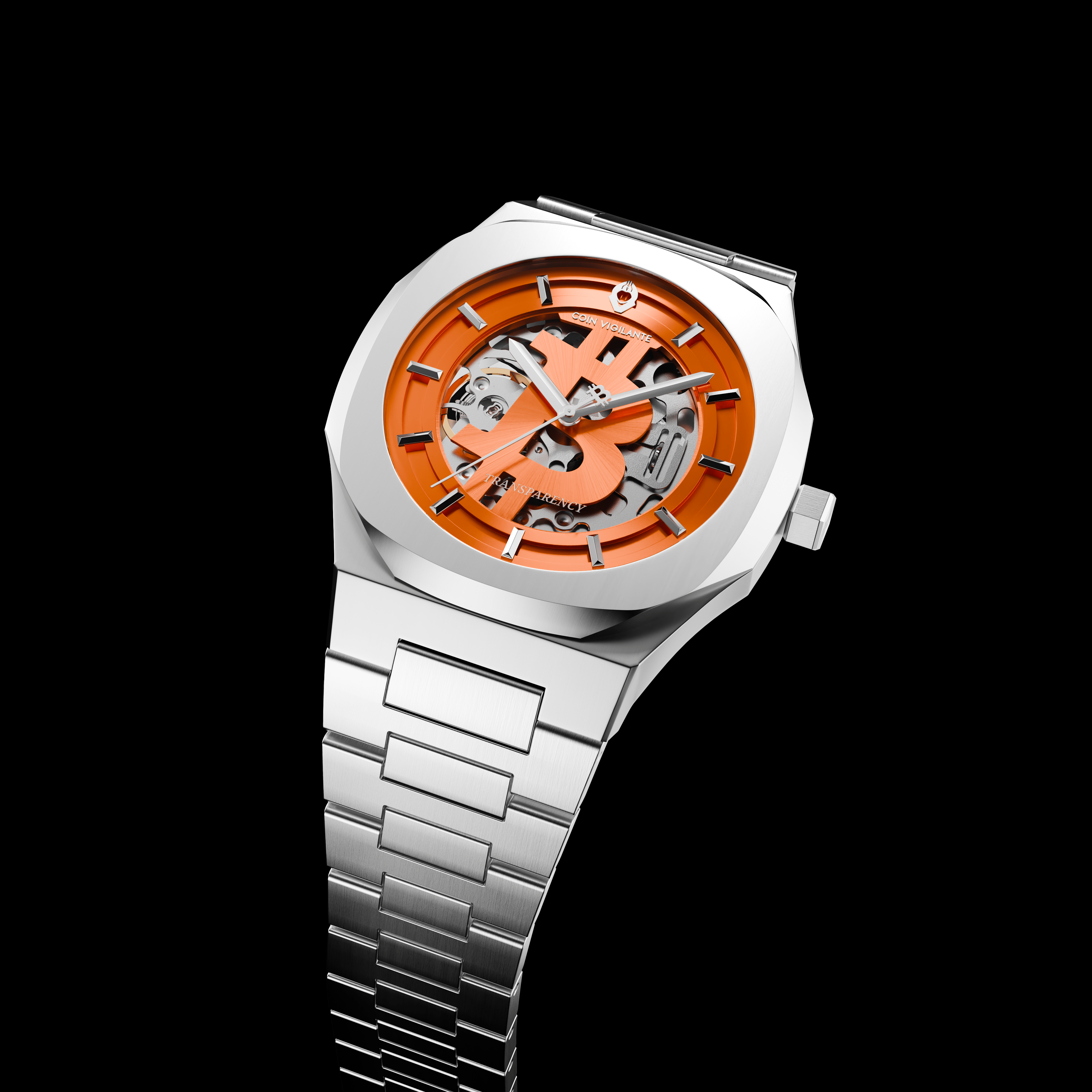 NEW: Bitcoin Transparency Edition Watch - Silver x Orange Dial - Coin Vigilante