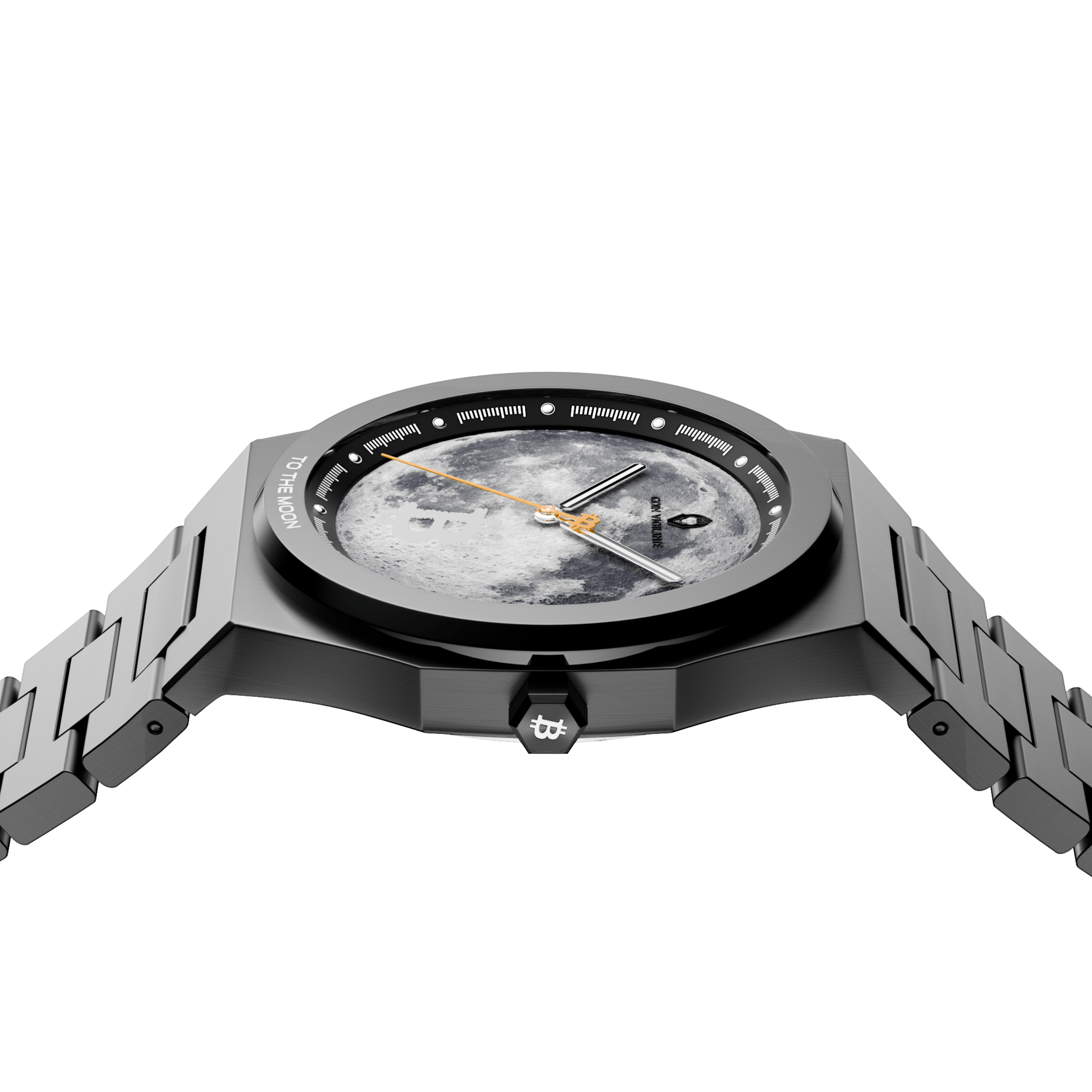 To The Moon - $100K Edition Bitcoin Watch (Black) - Coin Vigilante