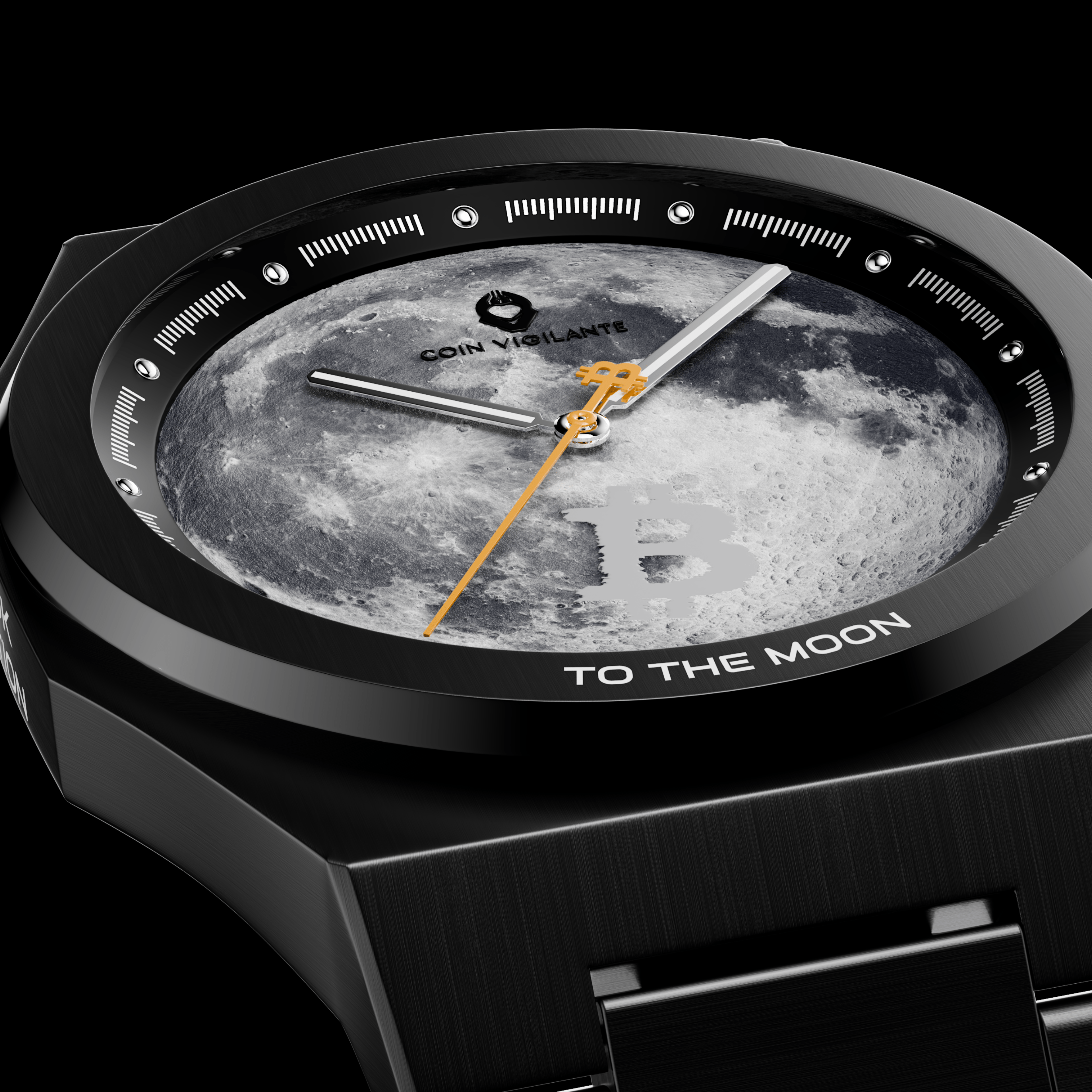 To The Moon - $100K Edition Bitcoin Watch (Black) - Coin Vigilante