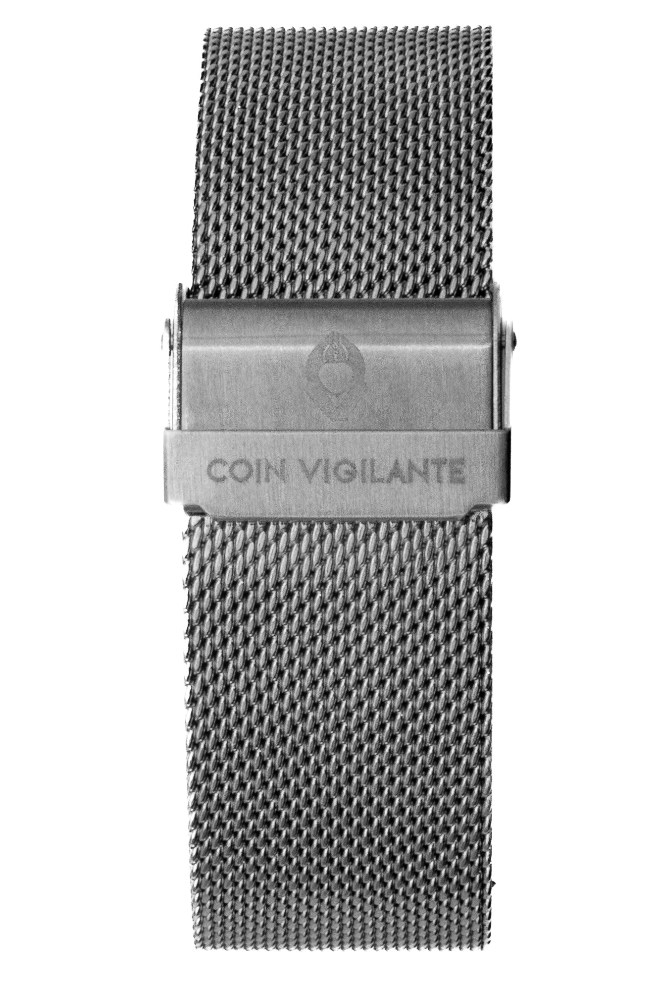 22MM Coin Vigilante Silver Stainless Steel Mesh Band