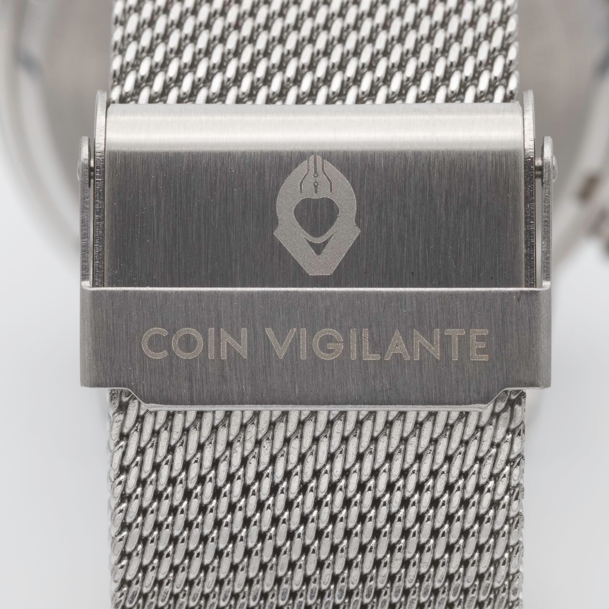 Experience Elegance: Coin Vigilante's 22MM Silver Stainless Steel Mesh Band