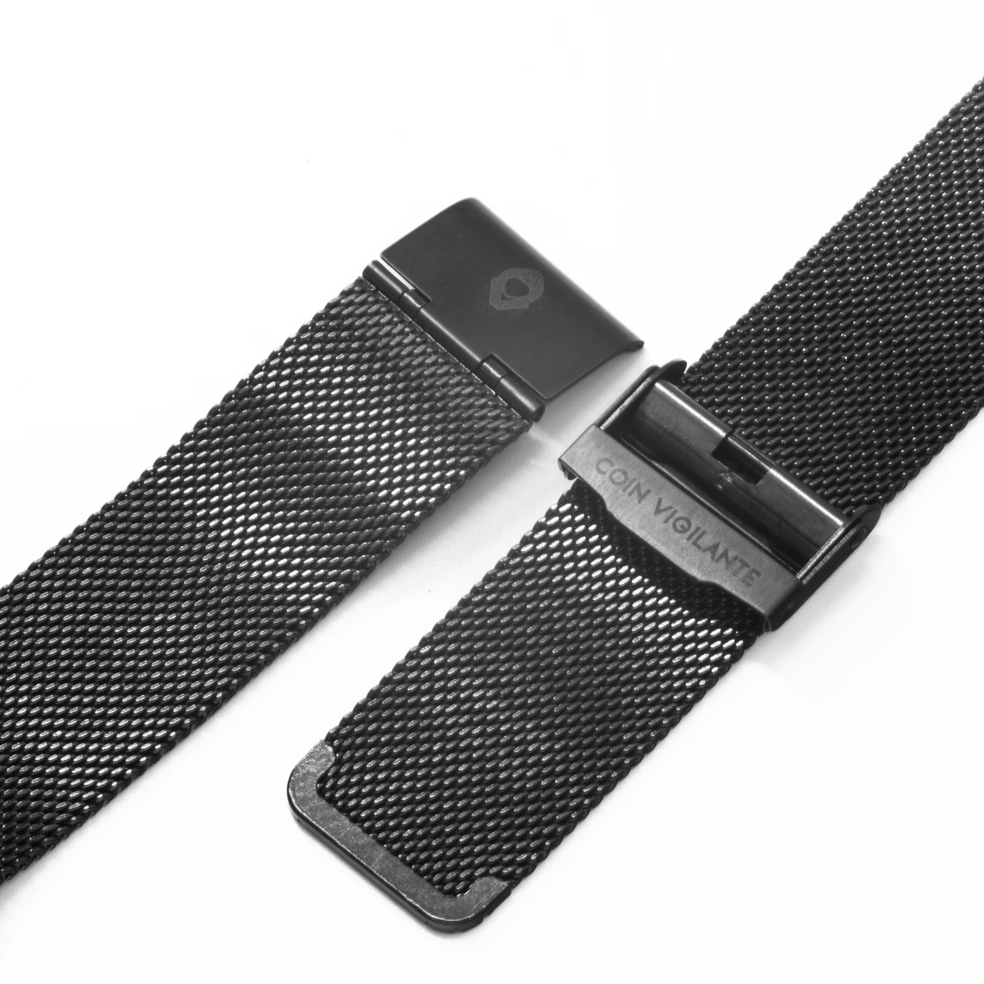 22MM Coin Vigilante Black Stainless Steel Mesh Band