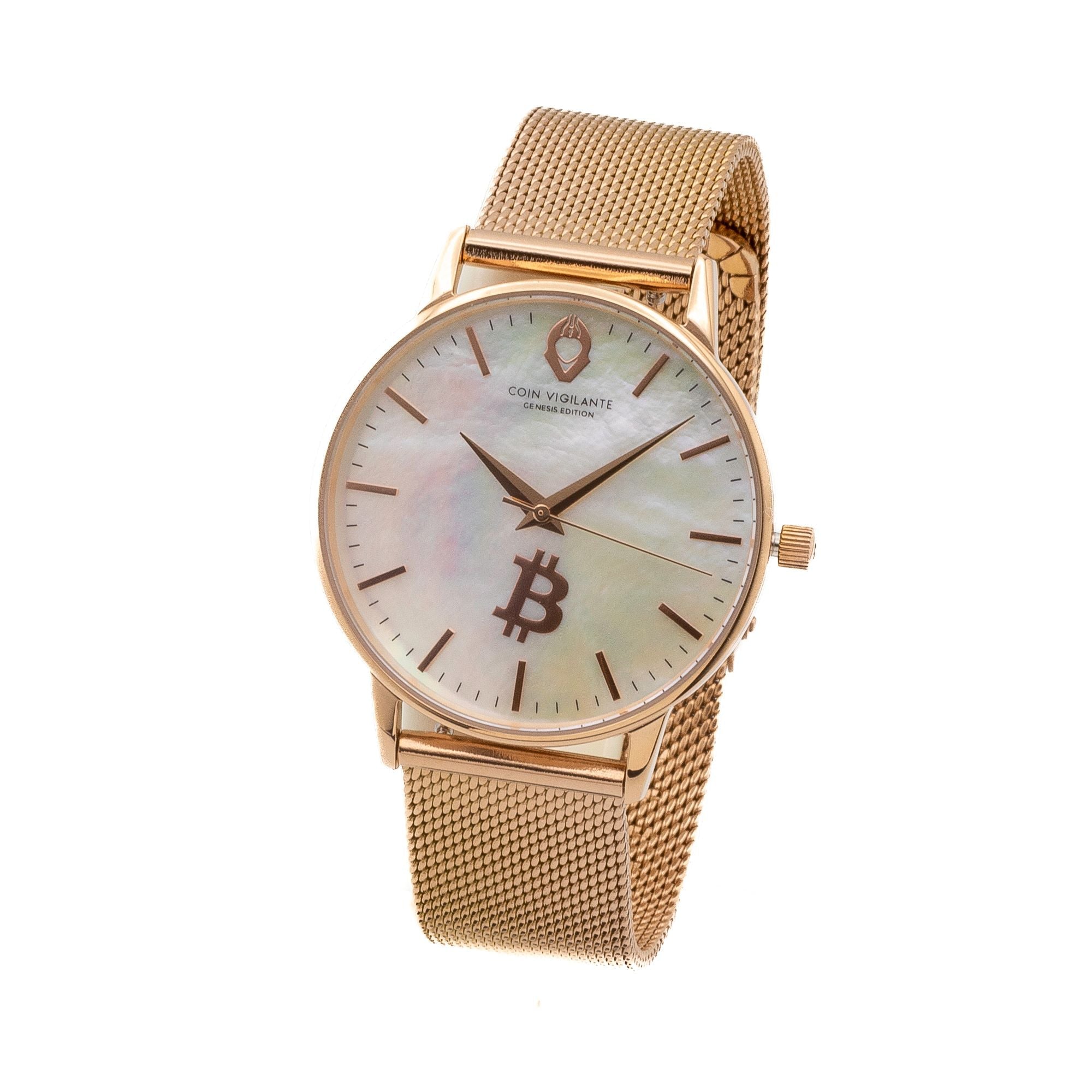 Rose Gold Bitcoin Watch - Genesis Edition - Coin Vigilante